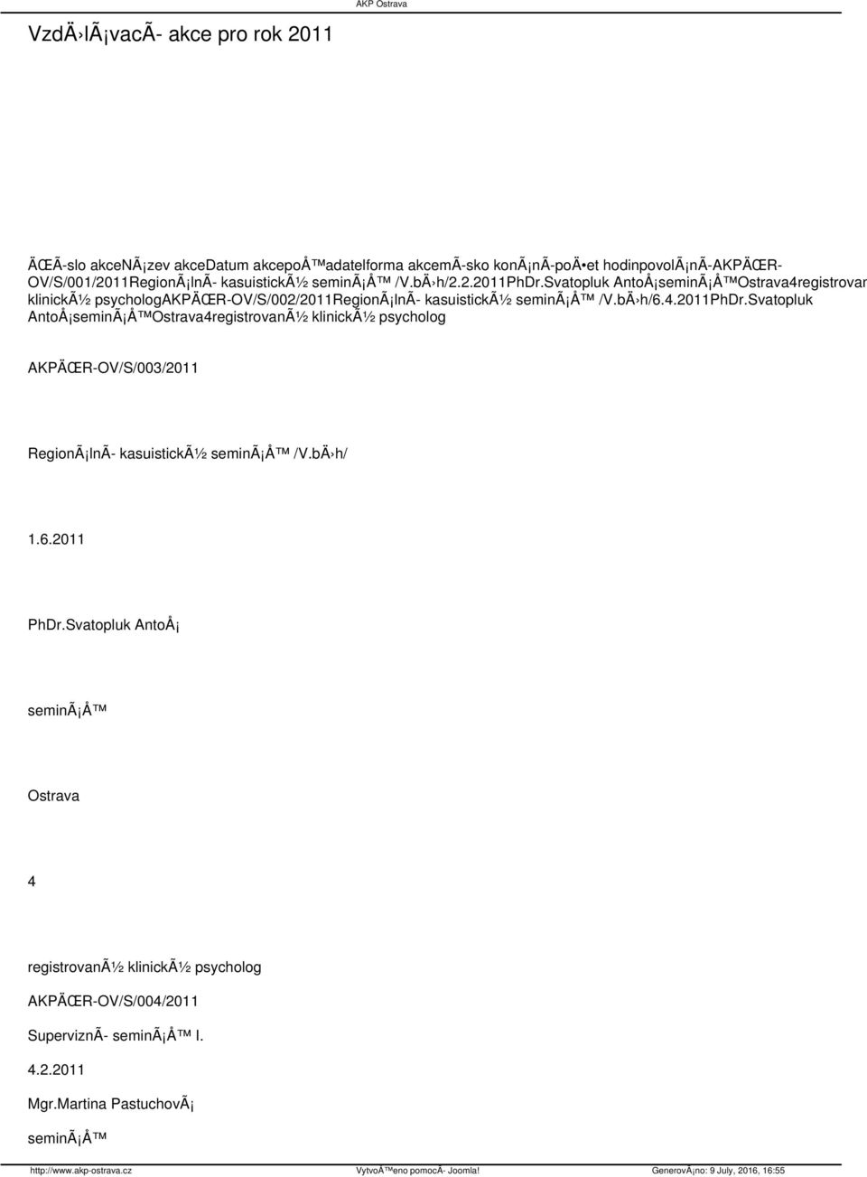 svatopluk AntoÅ Ostrava4registrovan klinickã½ psychologakpäœr-ov/s/00/011regionã lnã kasuistickã½ /V.bÄ h/6.4.011phdr.