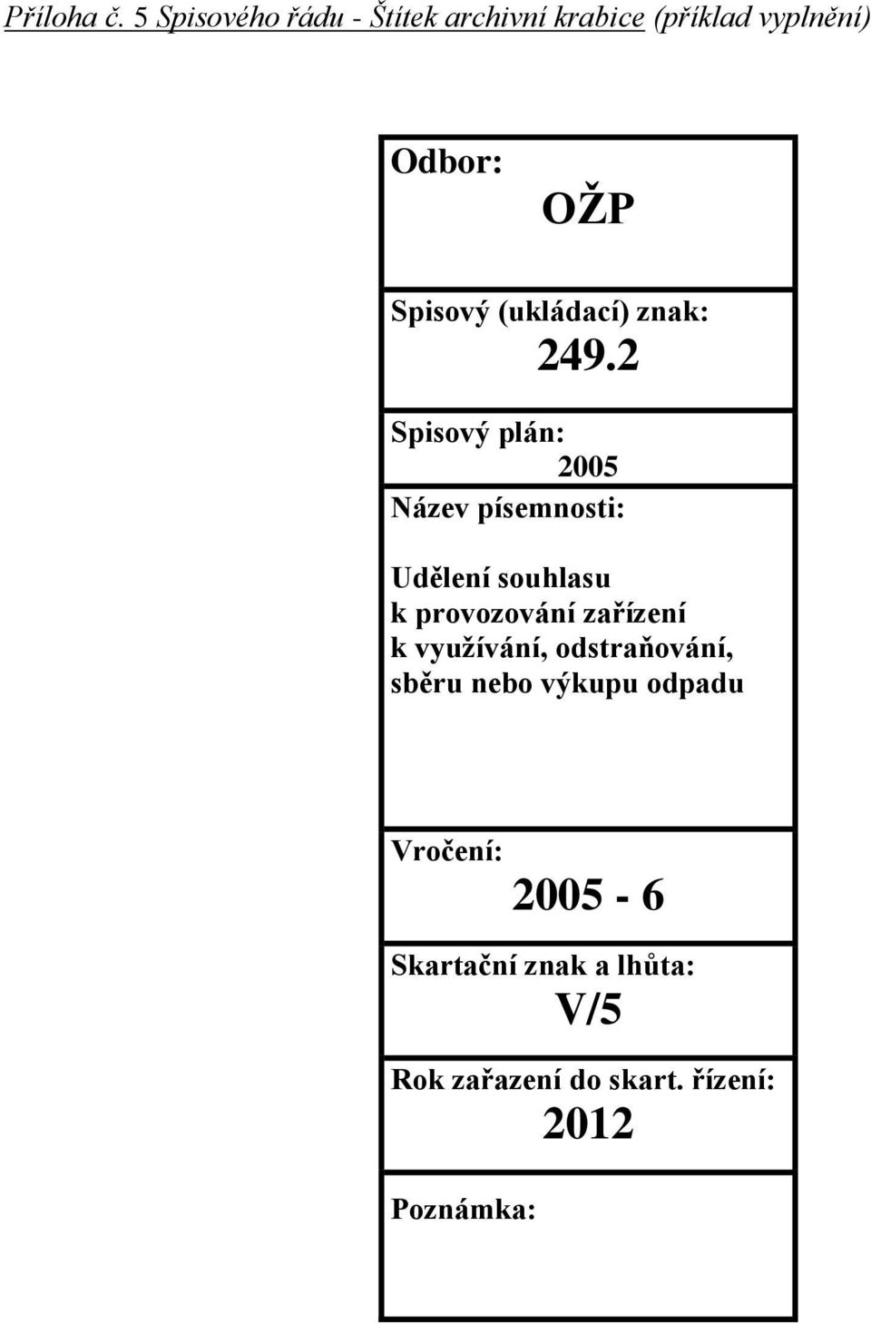 (ukládací) znak: 249.