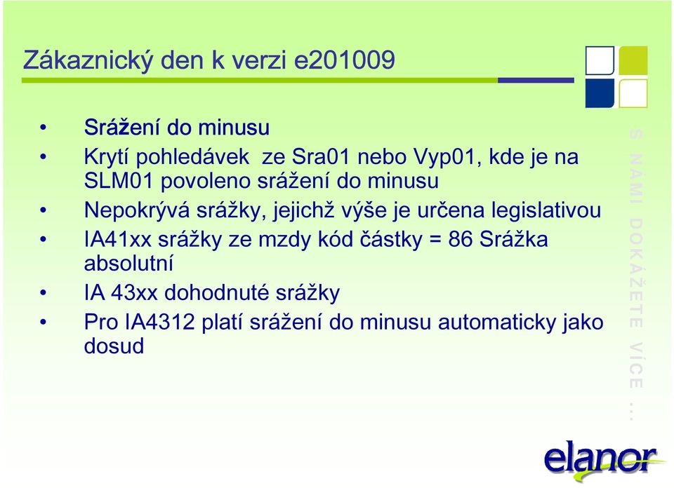 je určena legislativou IA41xx srážky ze mzdy kód částky = 86 Srážka absolutní IA