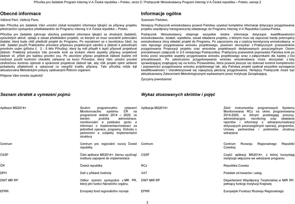 Příručka pro žadatele zahrnuje všechny podstatné informace týkající se vhodných žadatelů, způsobilých aktivit, výdajů a zásad předkládání projektů, se kterými se musí seznámit potenciální žadatel,