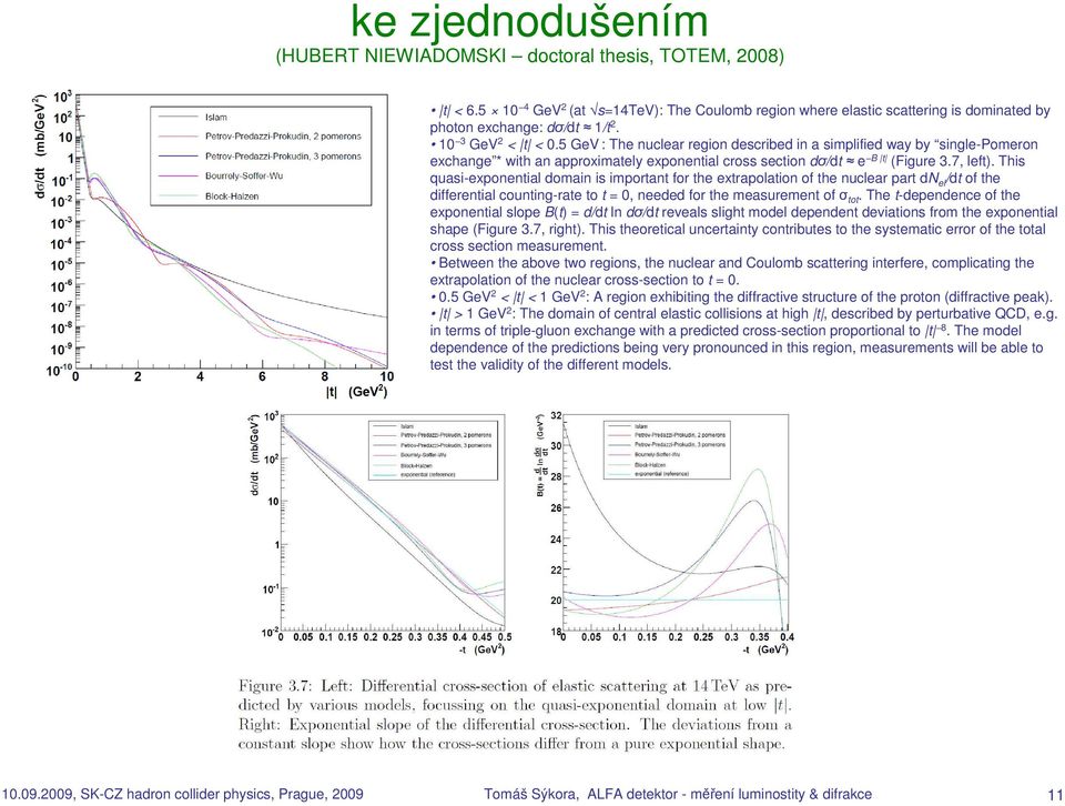 This quasi-exponential domain is important for the extrapolation of the nuclear part dn el /dt of the differential counting-rate to t = 0, needed for the measurement of σ tot.