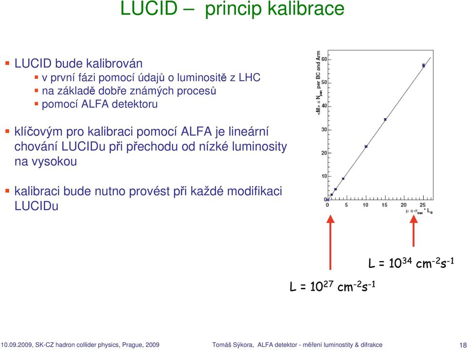 při přechodu od nízké luminosity na vysokou kalibraci bude nutno provést při každé modifikaci LUCIDu 10.09.
