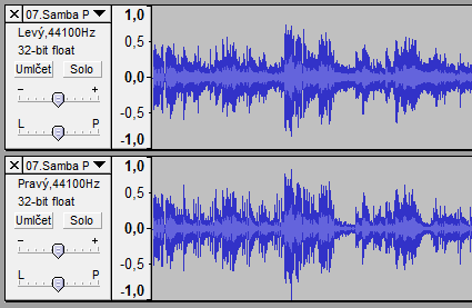 Každou ze stop můžeme nyní samostatně upravovat, případně během přehrávání zapínat a vypínat pomocí tlačítek Umlčet nebo Solo.