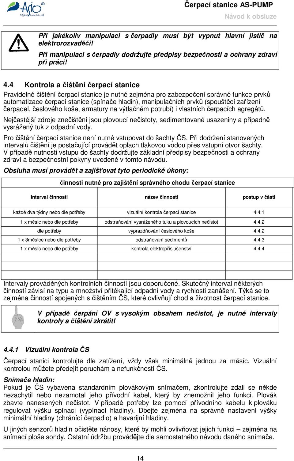 (spouštěcí zařízení čerpadel, česlového koše, armatury na výtlačném potrubí) i vlastních čerpacích agregátů.