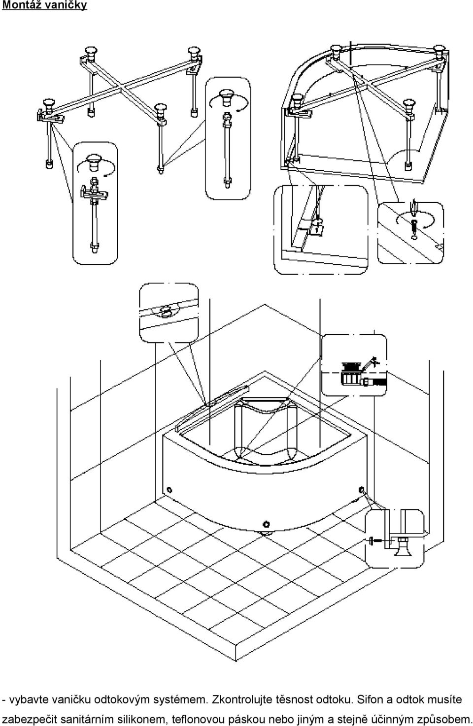 Sifon a odtok musíte zabezpečit sanitárním