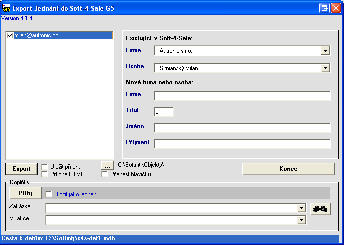 Bez vazby na modul 24 Výroba dat satelitu, kdy centrální data jsou v SQL databázi Nový formulář "Konverze MSSQL > MDB" (SYSTÉM / SERVISNÍ FUNKCE / KONVERZE MSSQL > MDB).