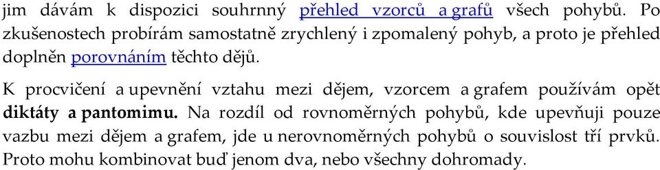 K procvičení a upevnění vzahu mezi dějem, vzorcem a grafem používám opě dikáy a panomimu.