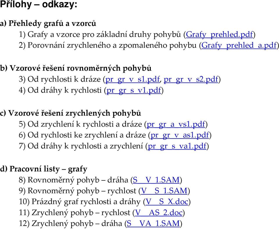 pdf) c) Vzorové řešení zrychlených pohybů 5) Od zrychlení k rychloi a dráze (pr_gr_a_v1.pdf) 6) Od rychloi ke zrychlení a dráze (pr_gr_v_a1.