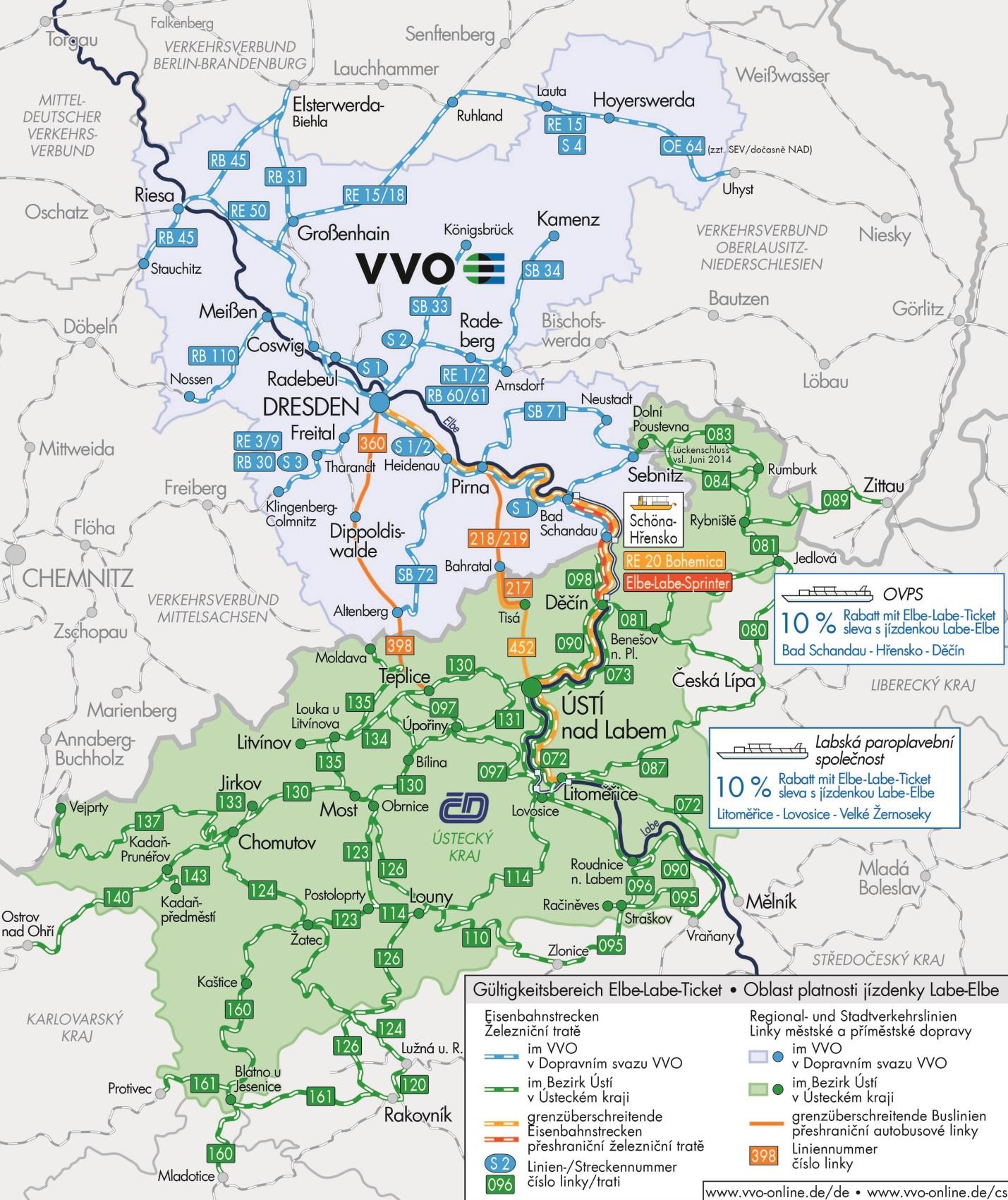 nverzeichnis Elbe-Labe-Tickets ++ Přehled linek Labe-Elbe Ústecký kraj nverzeichnis Elbe-Labe-Tickets Přehled linek Labe-Elbe Mit den