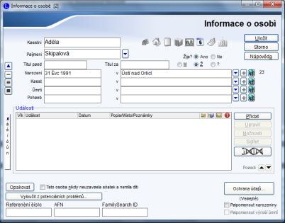 rodostrom.cz). 3.6.4 Legacy family tree Legacy family tree (ve verzi Legacy 8 z konce roku 2014) je americký program pro evidenci genealogických informací.