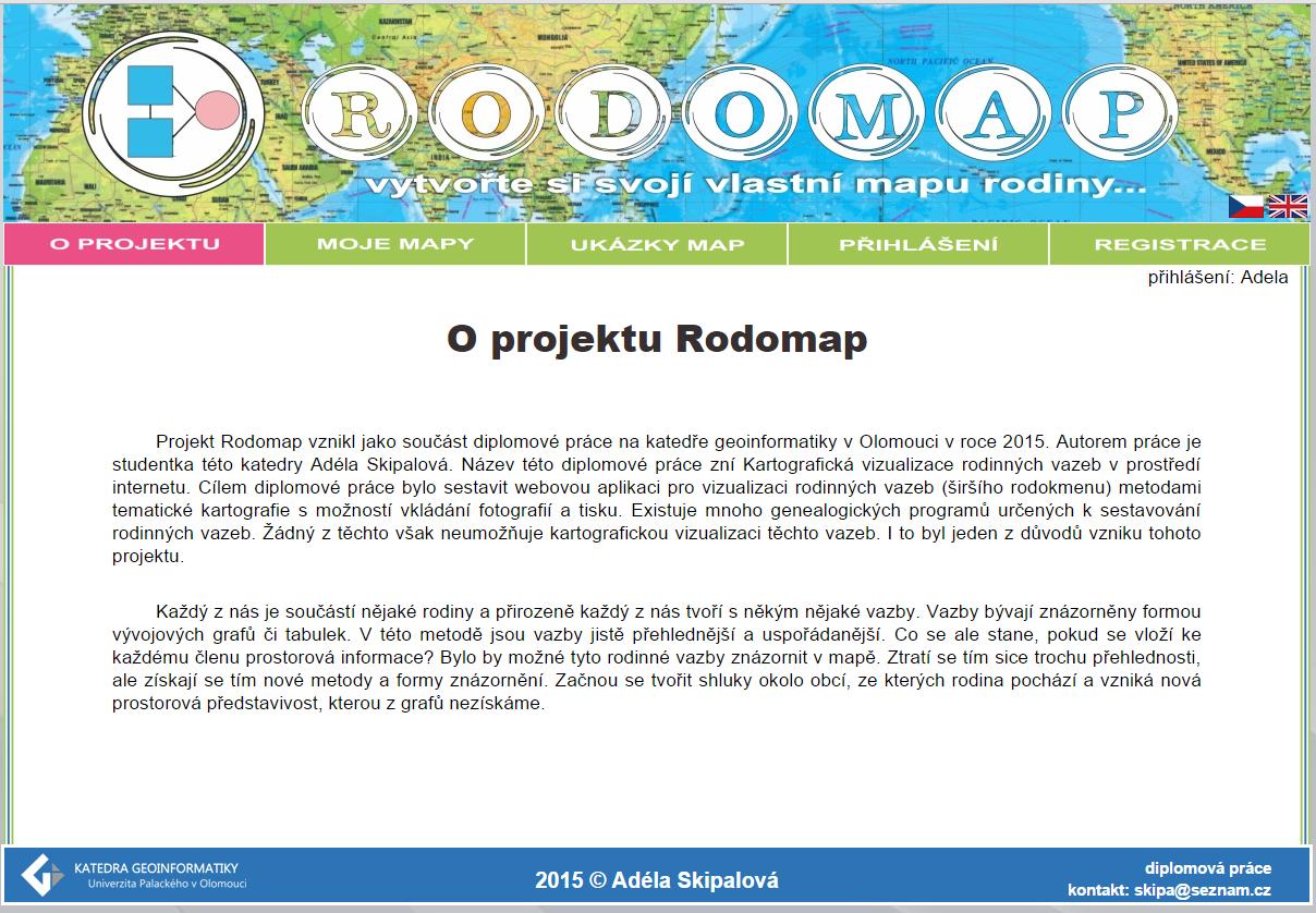 5.2 Rozhraní aplikace Rozhraní aplikace je zobrazeno na obr. 5.2. V hlavičce aplikace se nachází logo a název aplikace. Při načtení aplikace je zvolen vždy jazyk český.