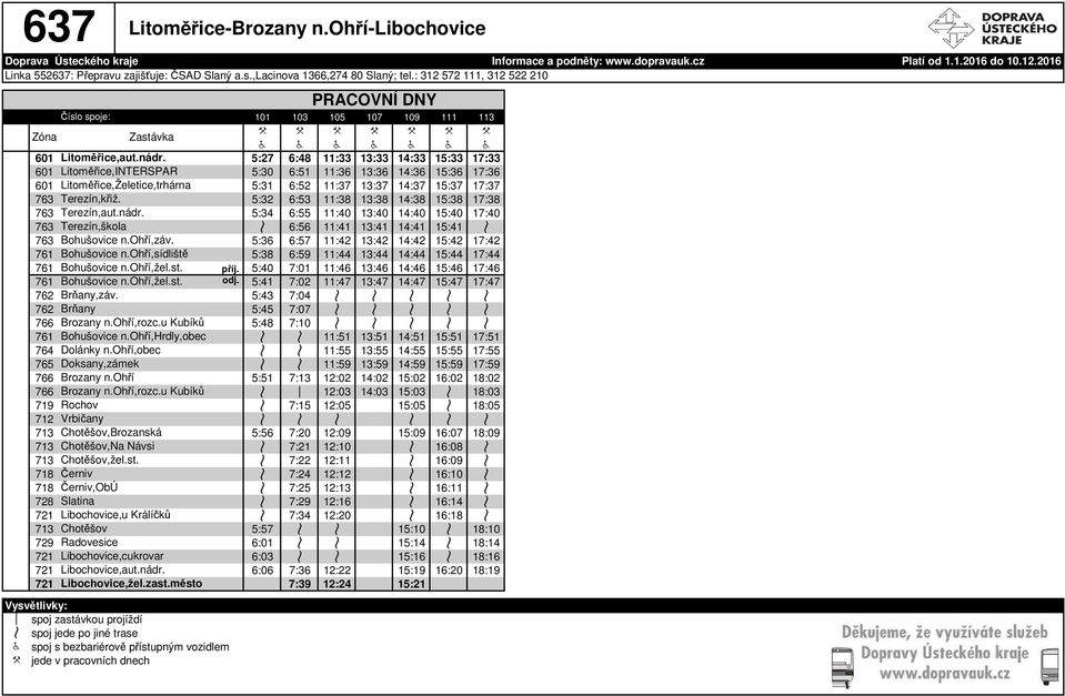 Litoměřice,Želetice,trhárna 5:31 6:52 11:37 13:37 14:37 15:37 17:37 763 Terezín,křiž. 5:32 6:53 11:38 13:38 14:38 15:38 17:38 763 Terezín,aut.nádr.