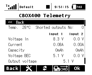 5.4 Výstupy Servo č. přiřazení výstupům Central Boxu (Výstupní pin) výstupy vysílače.