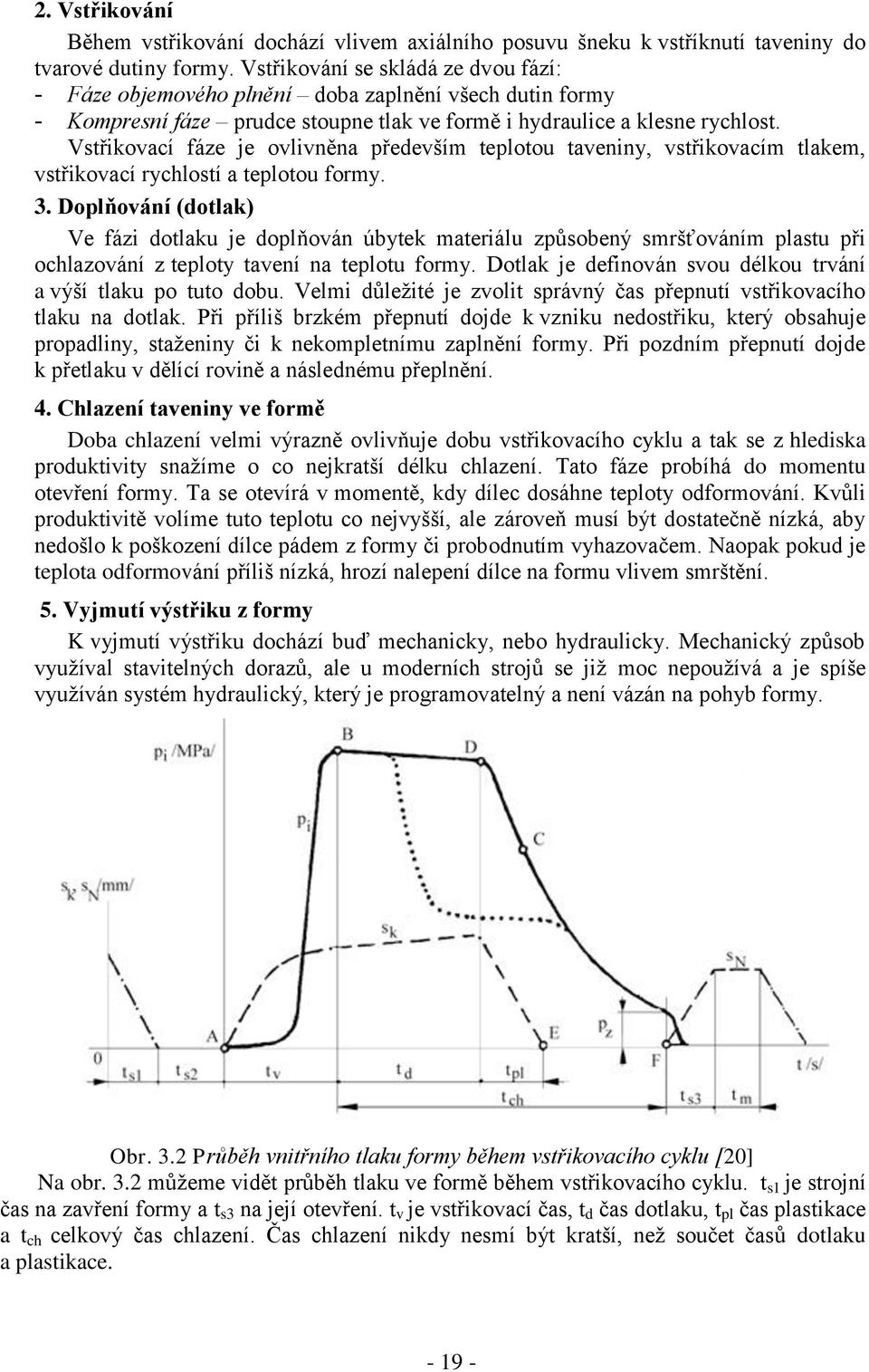 Vstřikovací fáze je ovlivněna především teplotou taveniny, vstřikovacím tlakem, vstřikovací rychlostí a teplotou formy. 3.