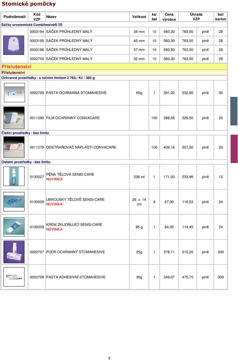 STOMAHESIVE 60g 1 391,02 532,80 plně 35 0011280 FILM OCHRANNÝ CONVACARE 100 388,56 529,50 plně 20 Čisticí prostředky - bez limitu 0011279 ODSTRAŇOVAČ NÁPLASTI CONVACARE 100 409,16 557,50 plně 20