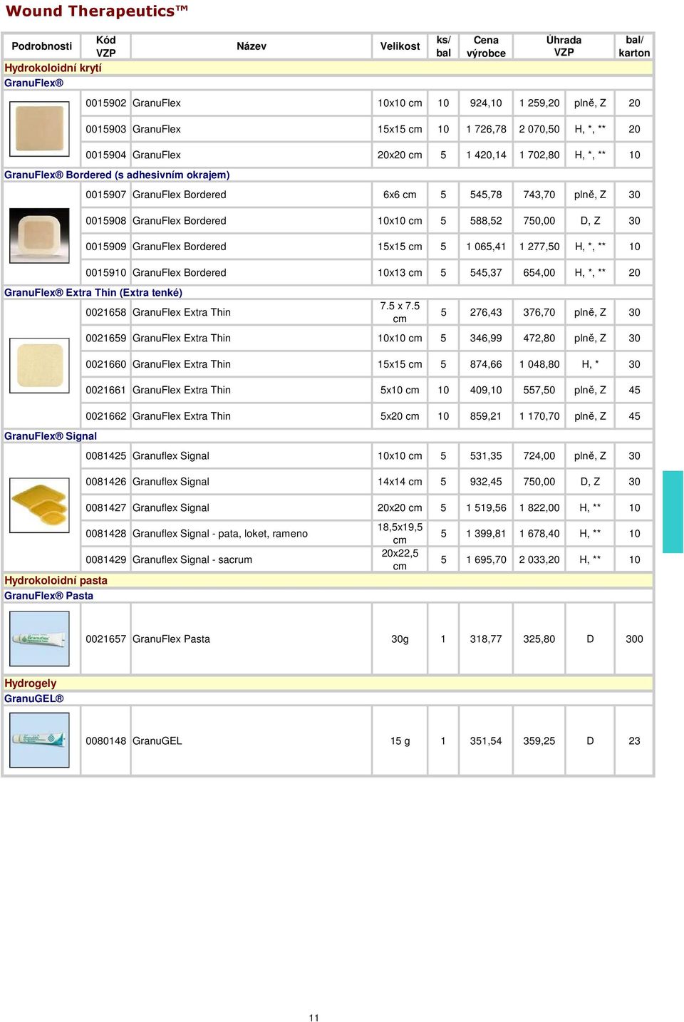 GranuFlex Bordered 15x15 cm 5 1 065,41 1 277,50 H, *, ** 10 0015910 GranuFlex Bordered 10x13 cm 5 545,37 654,00 H, *, ** 20 GranuFlex Extra Thin (Extra tenké) GranuFlex Signal 0021658 GranuFlex Extra