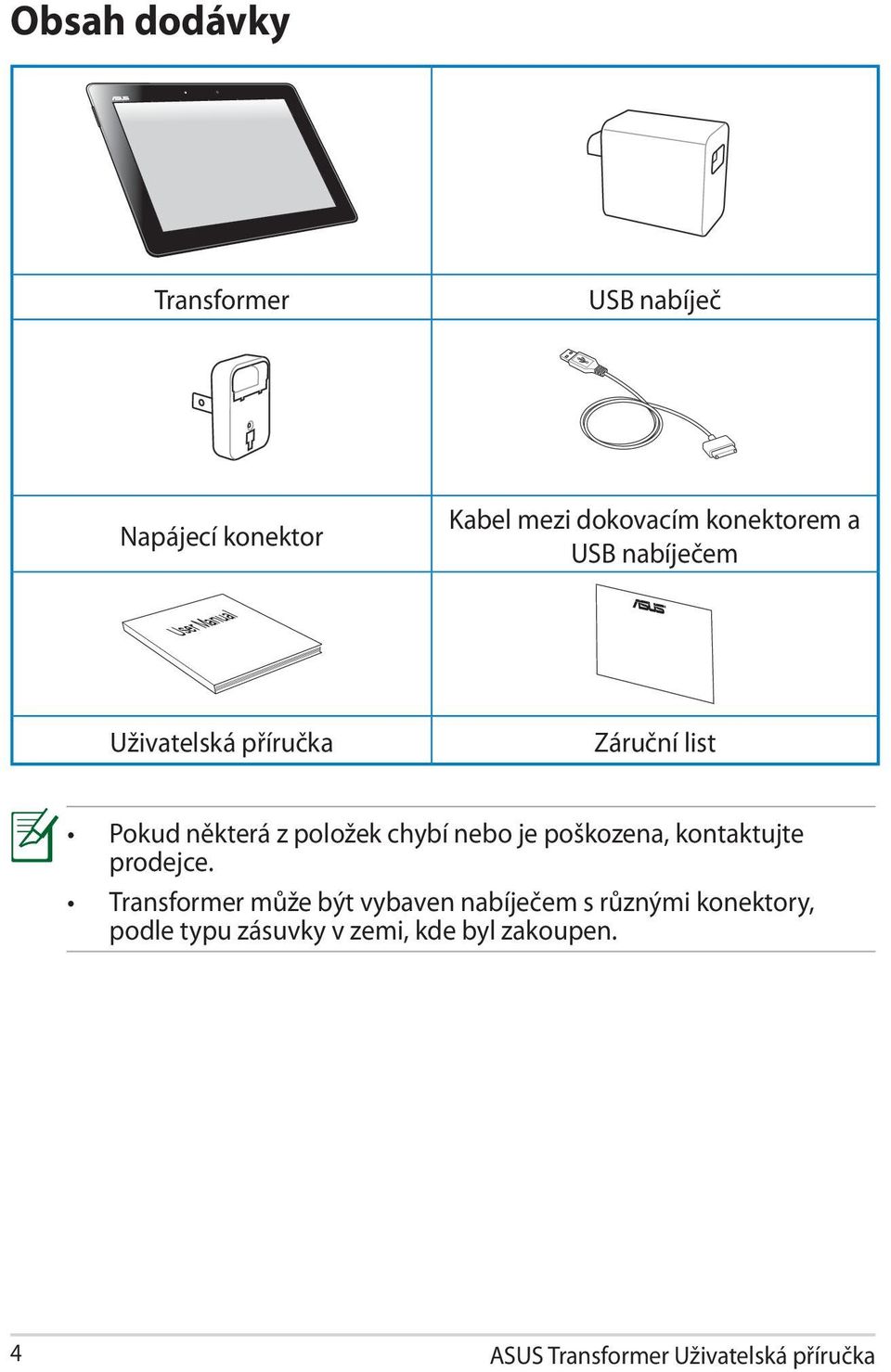 některá z položek chybí nebo je poškozena, kontaktujte prodejce.