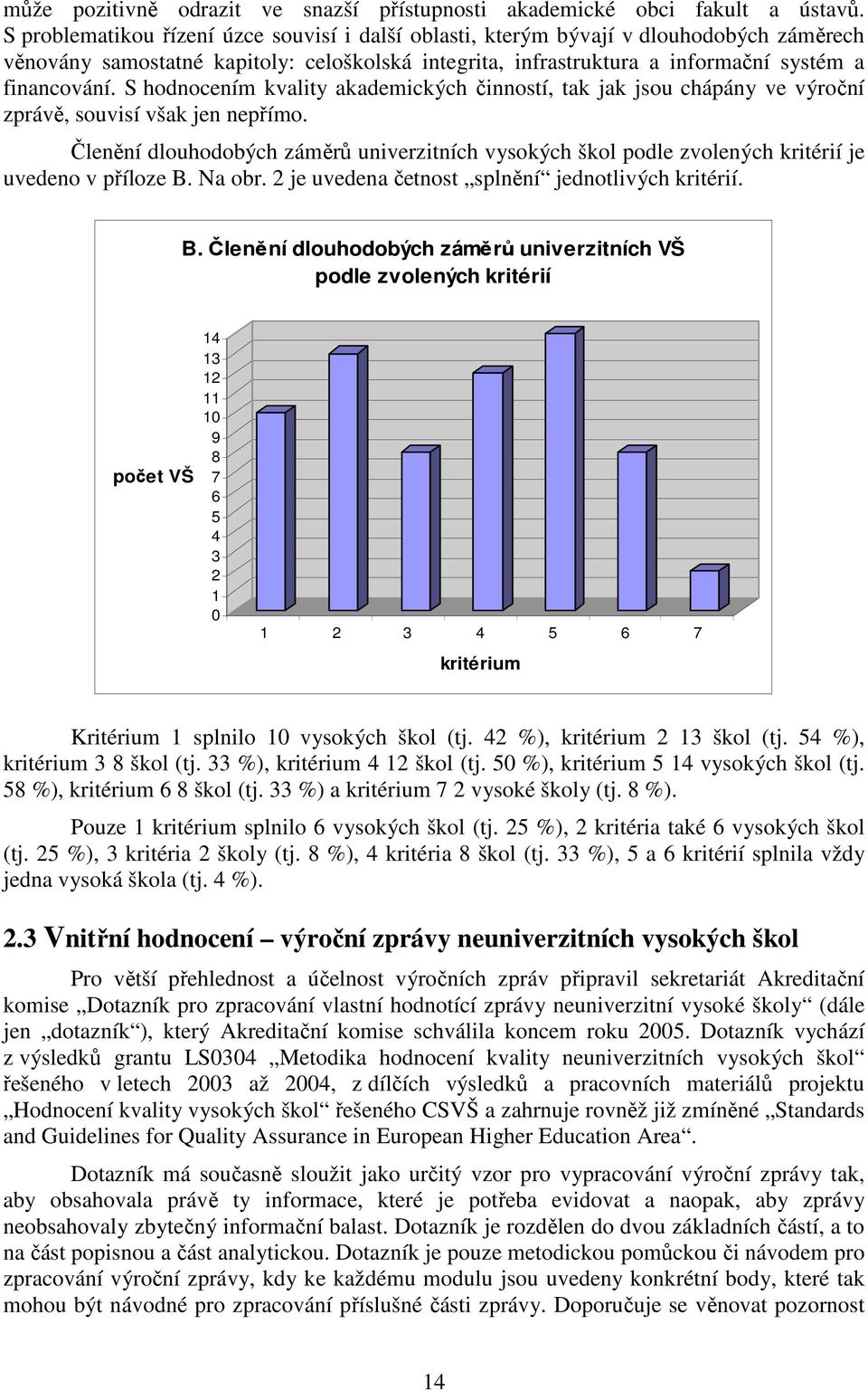 S hodnocením kvality akademických činností, tak jak jsou chápány ve výroční zprávě, souvisí však jen nepřímo.