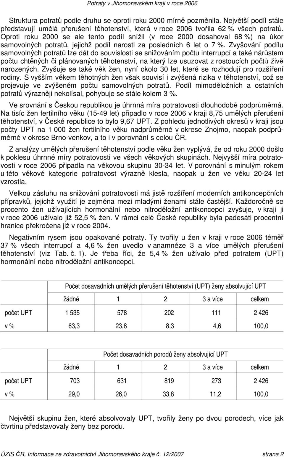 Zvyšování podílu samovolných potratů lze dát do souvislosti se snižováním počtu interrupcí a také nárůstem počtu chtěných či plánovaných těhotenství, na který lze usuzovat z rostoucích počtů živě