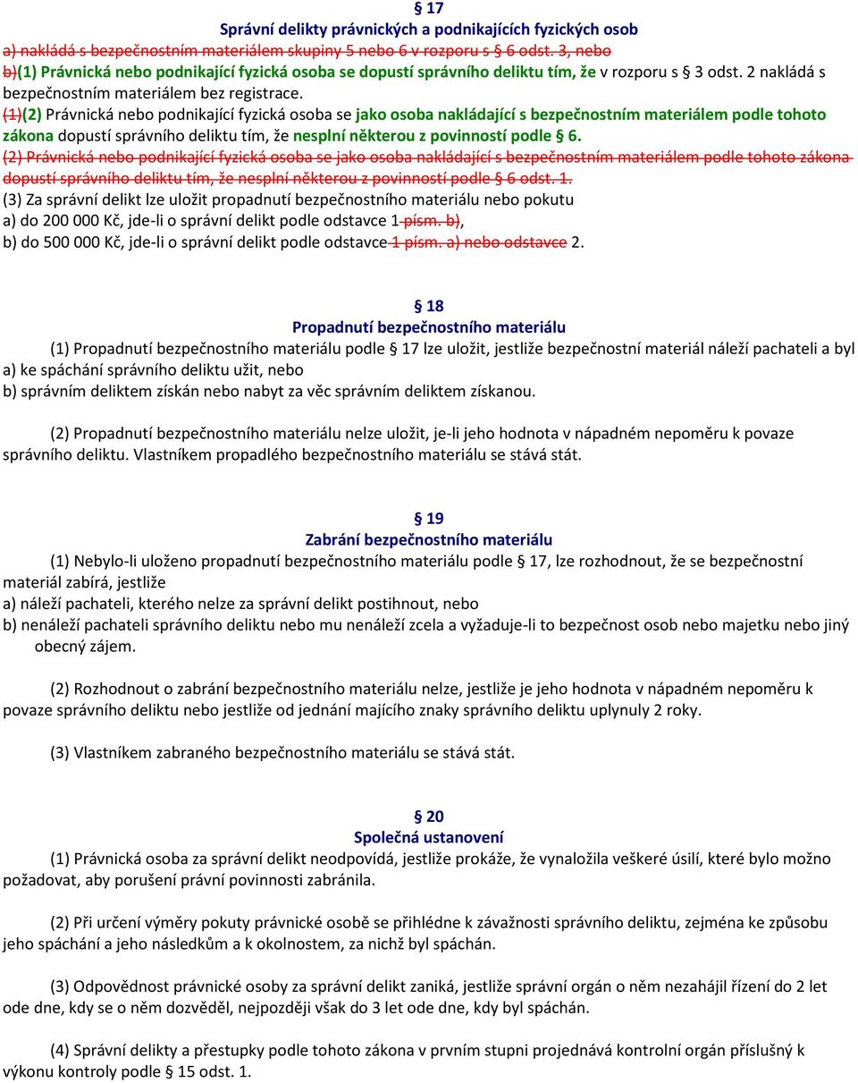 (1)(2) Právnická nebo podnikající fyzická osoba se jako osoba nakládající s bezpečnostním materiálem podle tohoto zákona dopustí správního deliktu tím, že nesplní některou z povinností podle 6.