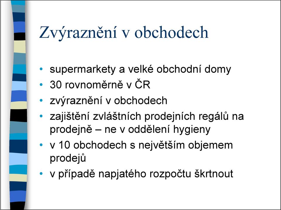 prodejních regálů na prodejně ne v oddělení hygieny v 10