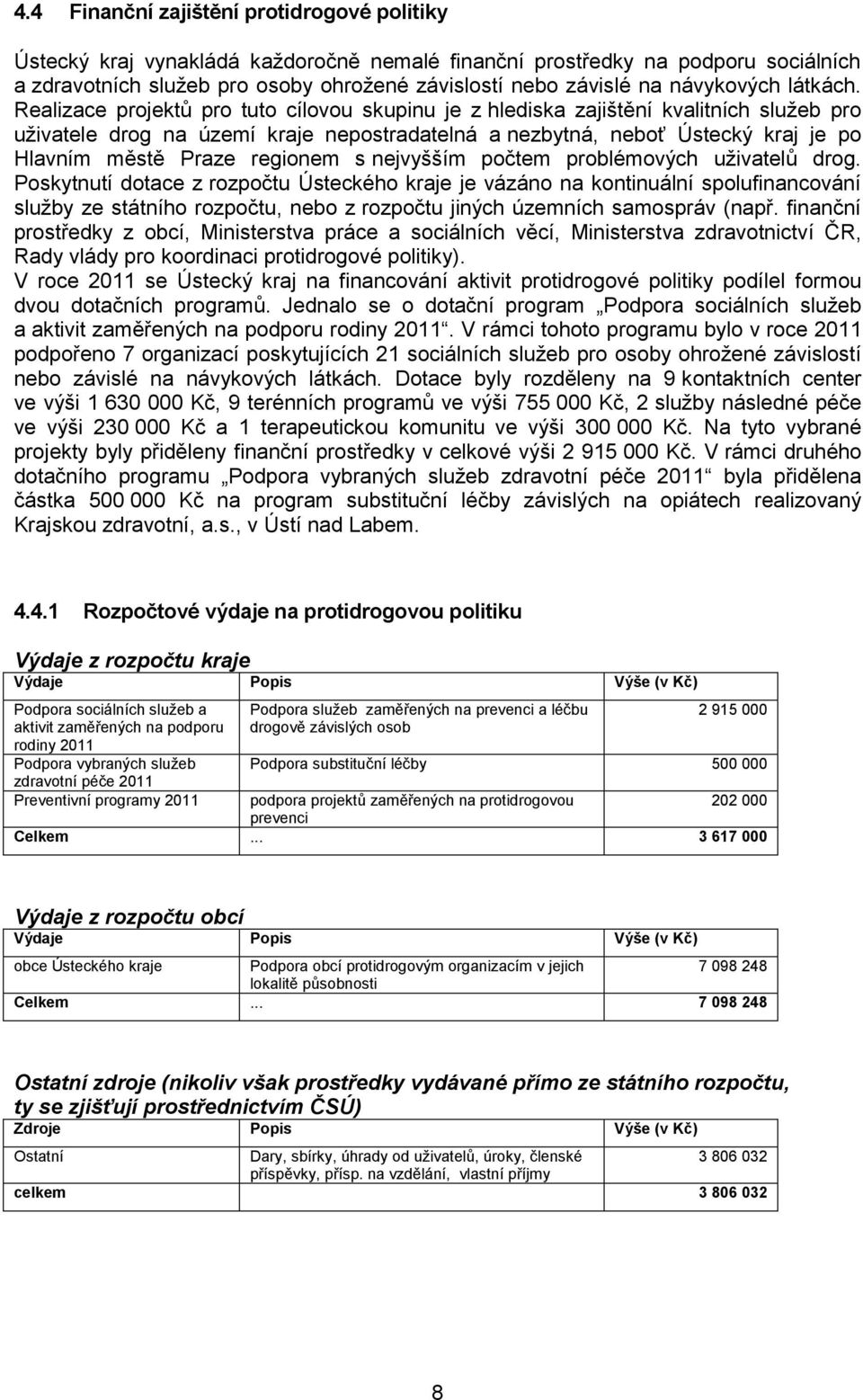 Realizace projektů pro tuto cílovou skupinu je z hlediska zajištění kvalitních služeb pro uživatele drog na území kraje nepostradatelná a nezbytná, neboť Ústecký kraj je po Hlavním městě Praze