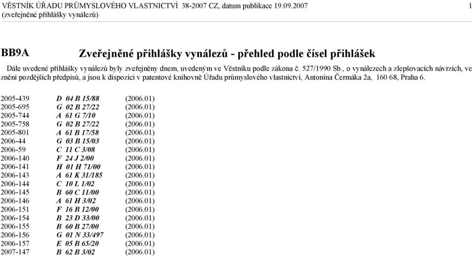 2005-439 2005-695 2005-744 2005-758 2005-801 2006-44 2006-59 2006-140 2006-141 2006-143 2006-144 2006-145 2006-146 2006-151 2006-154 2006-155 2006-156 2006-157 2007-147 D 04 B 15/88 G 02 B 27/22 A
