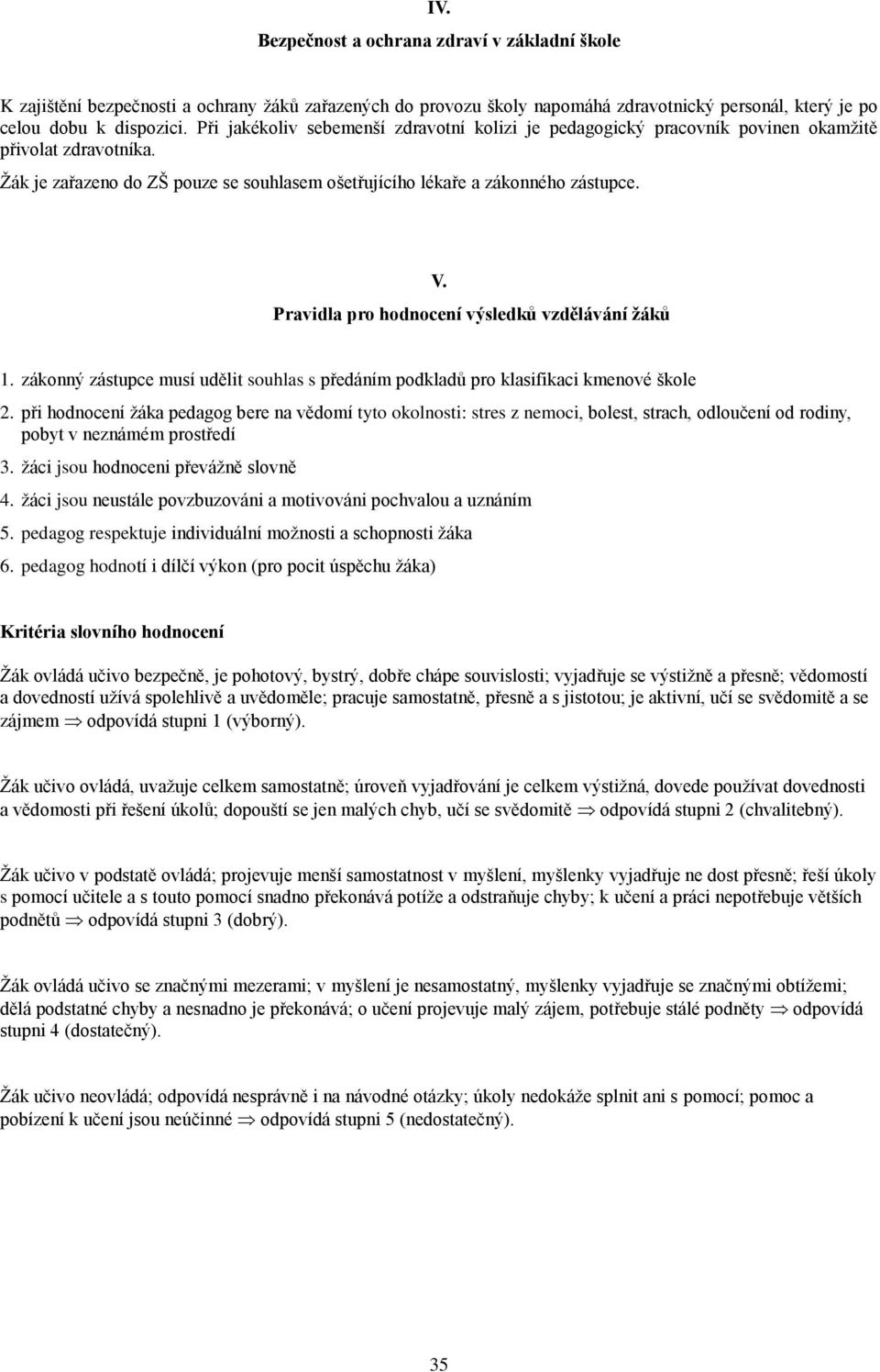 Pravidla pro hodnocení výsledků vzdělávání žáků 1. zákonný zástupce musí udělit souhlas s předáním podkladů pro klasifikaci kmenové škole 2.