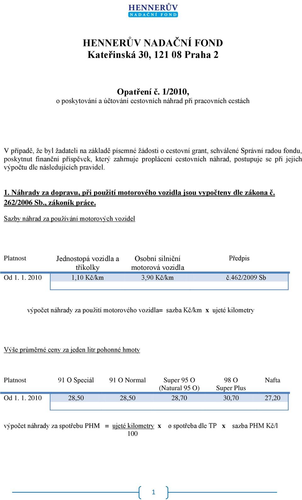 příspěvek, který zahrnuje proplácení cestovních náhrad, postupuje se při jejich výpočtu dle následujících pravidel. 1. Náhrady za dopravu, při použití motorového vozidla jsou vypočteny dle zákona č.