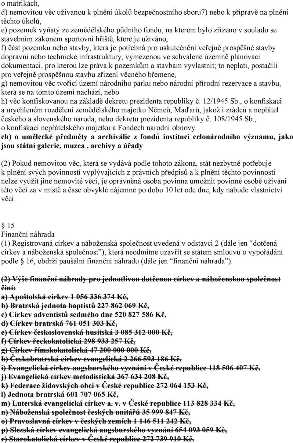 schválené územně plánovací dokumentaci, pro kterou lze práva k pozemkům a stavbám vyvlastnit; to neplatí, postačíli pro veřejně prospěšnou stavbu zřízení věcného břemene, g) nemovitou věc tvořící