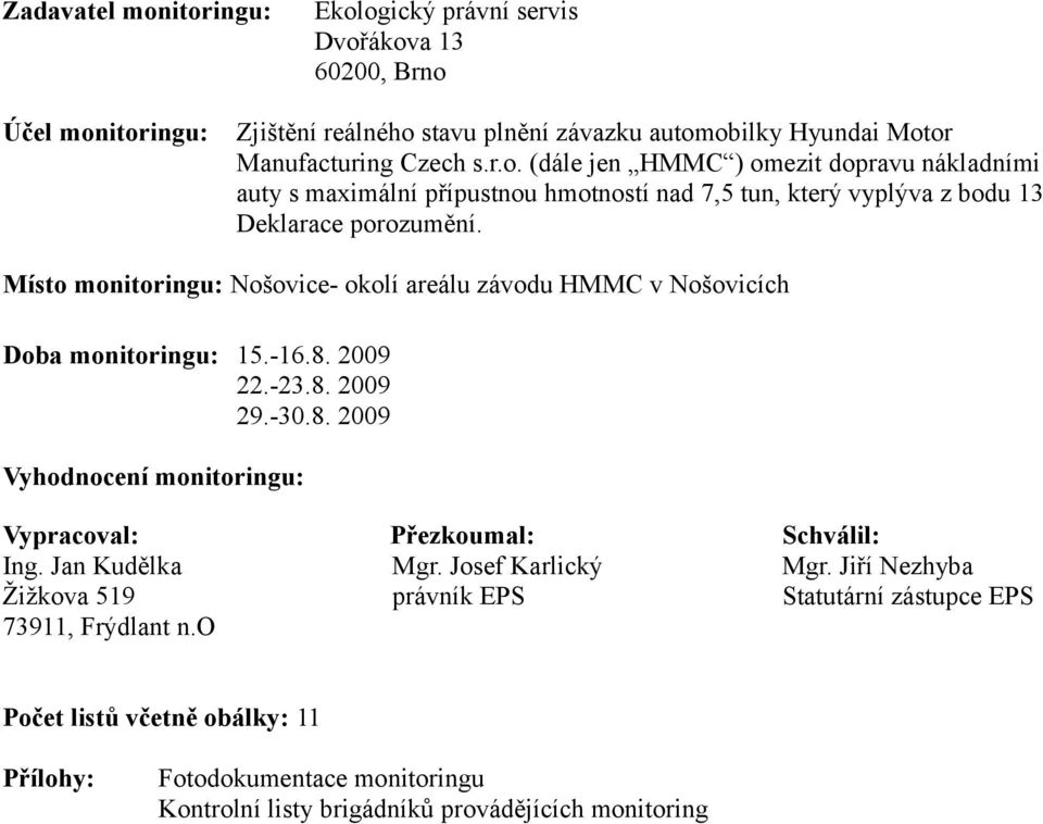 Jan Kudělka Mgr. Josef Karlický Mgr. Jiří Nezhyba Žižkova 519 právník EPS Statutární zástupce EPS 73911, Frýdlant n.