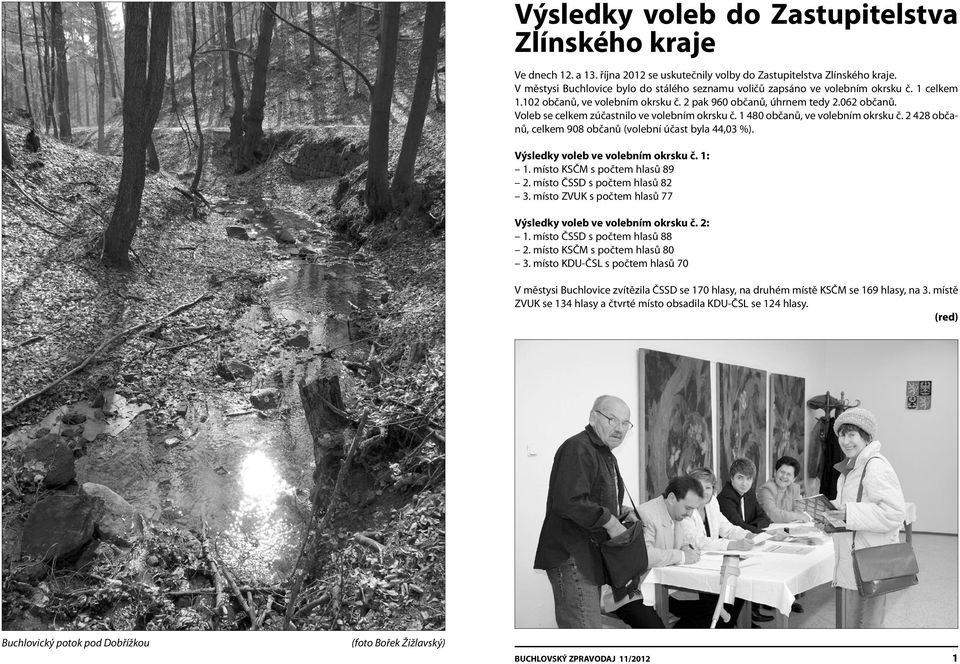 Voleb se celkem zúčastnilo ve volebním okrsku č. 1 480 občanů, ve volebním okrsku č. 2 428 občanů, celkem 908 občanů (volební účast byla 44,03 %). Výsledky voleb ve volebním okrsku č. 1: 1.