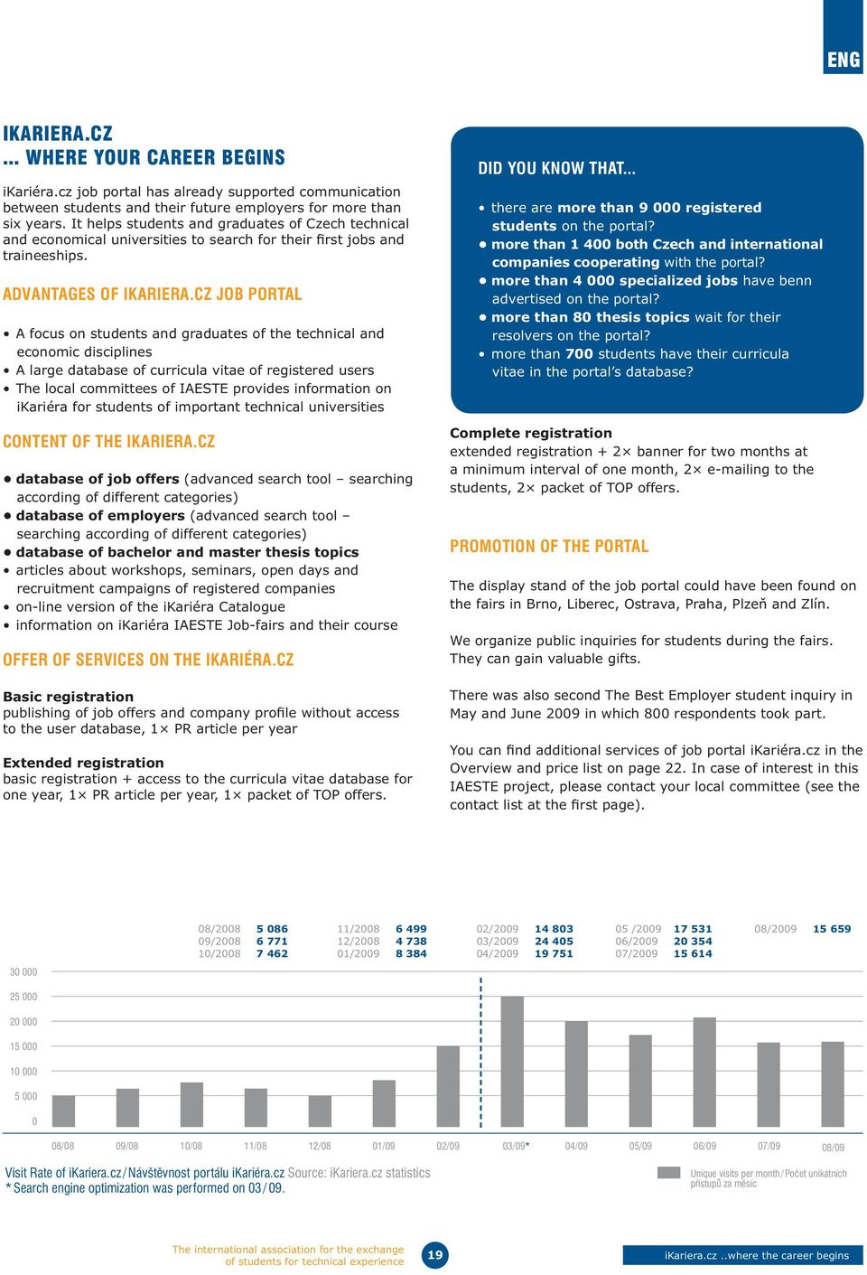 CZ JOB PORTAL A focus on students and graduates of the technical and economic disciplines A large database of curricula vitae of registered users The local committees of IAESTE provides information