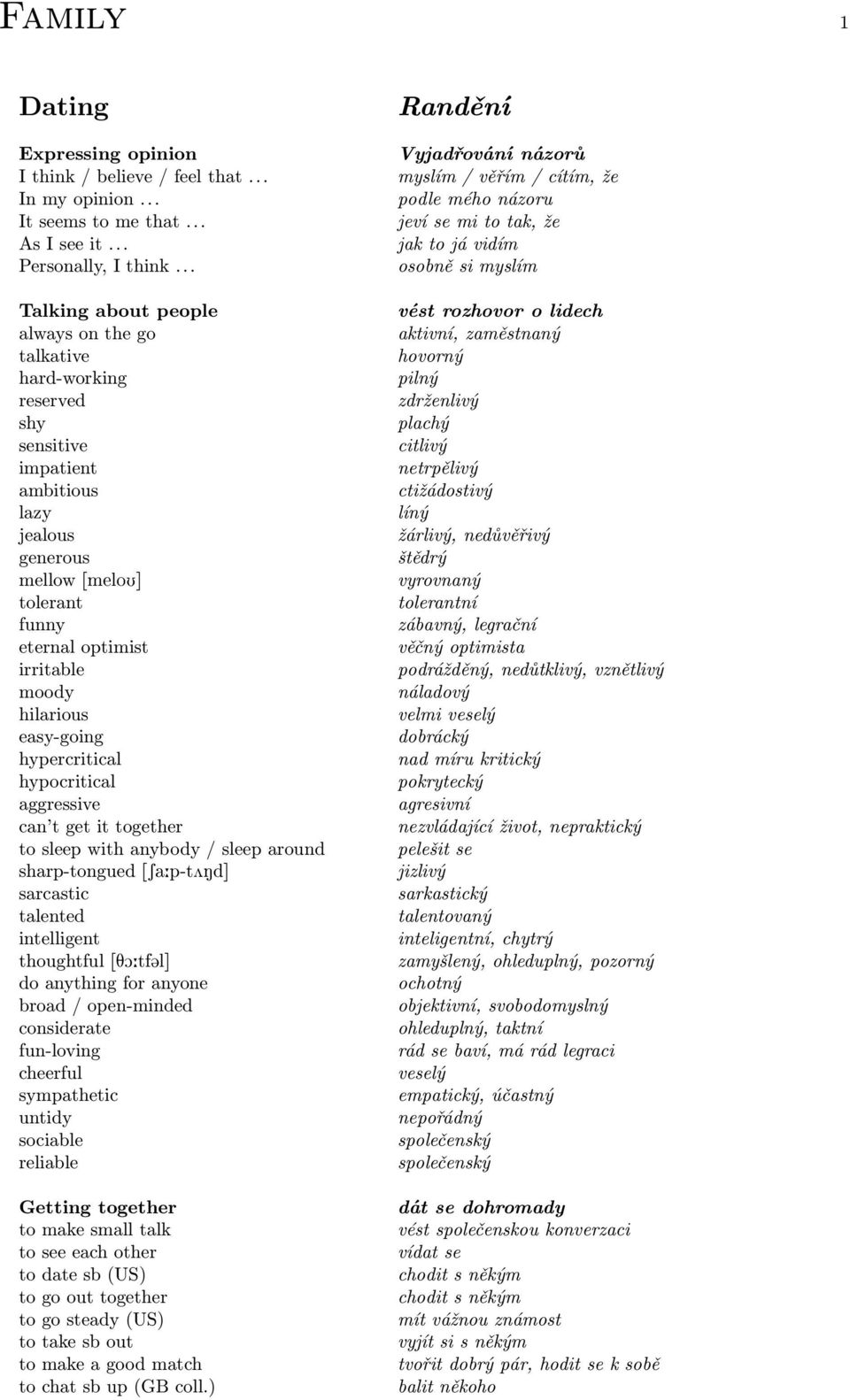 hilarious easy-going hypercritical hypocritical aggressive can t get it together to sleep with anybody / sleep around sharp-tongued [Sa:p-t2Nd] sarcastic talented intelligent thoughtful [TO:tf@l] do