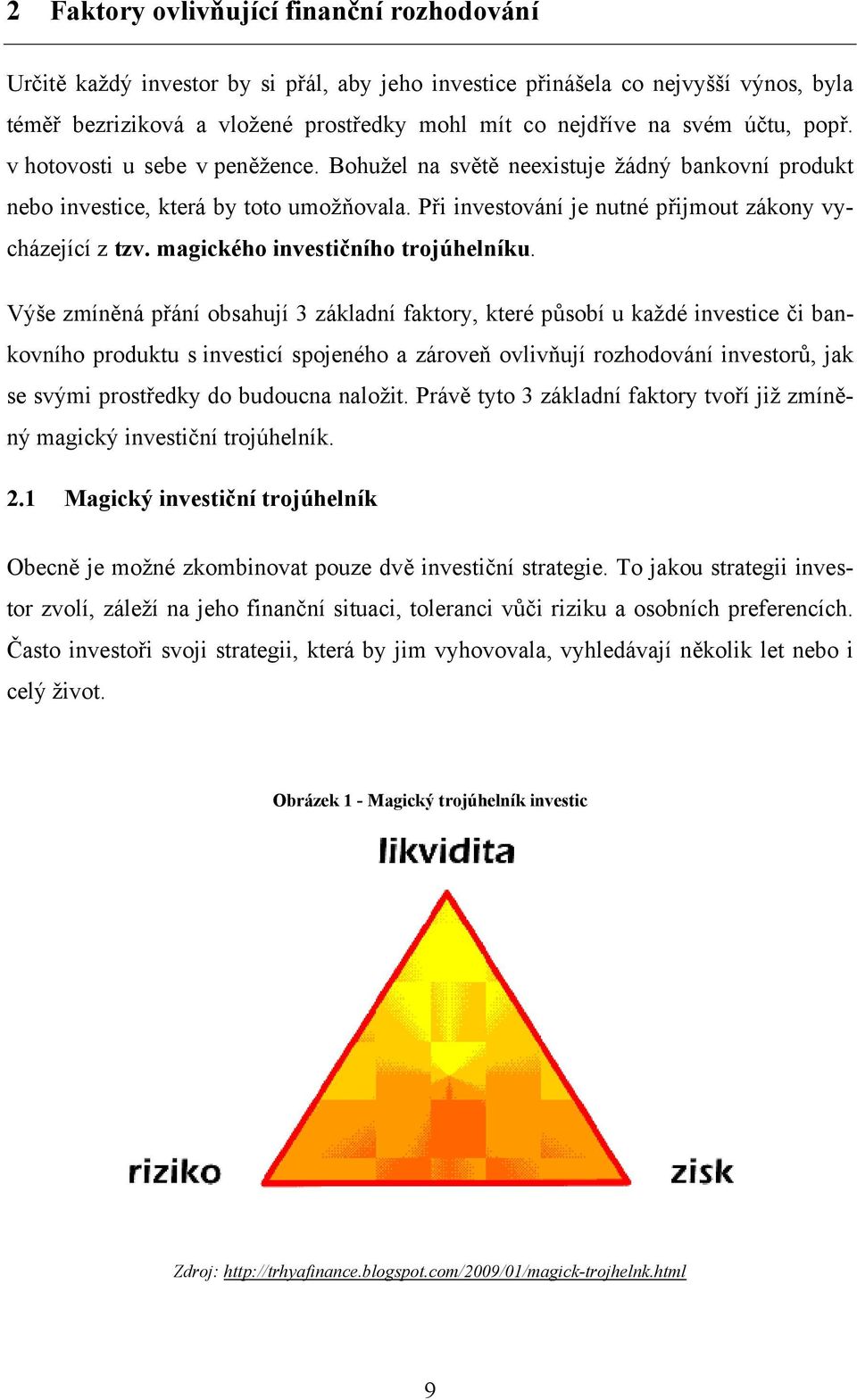 magického investičního trojúhelníku.