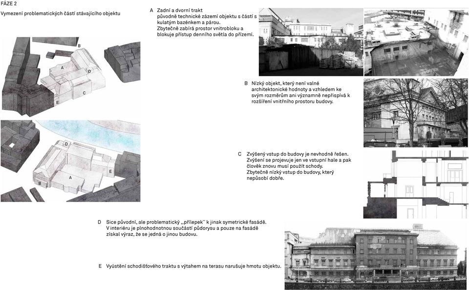 A D E C B Nízký objekt, který není valné architektonické hodnoty a vzhledem ke svým rozměrům ani významně nepřispívá k rozšíření vnitřního prostoru budovy.