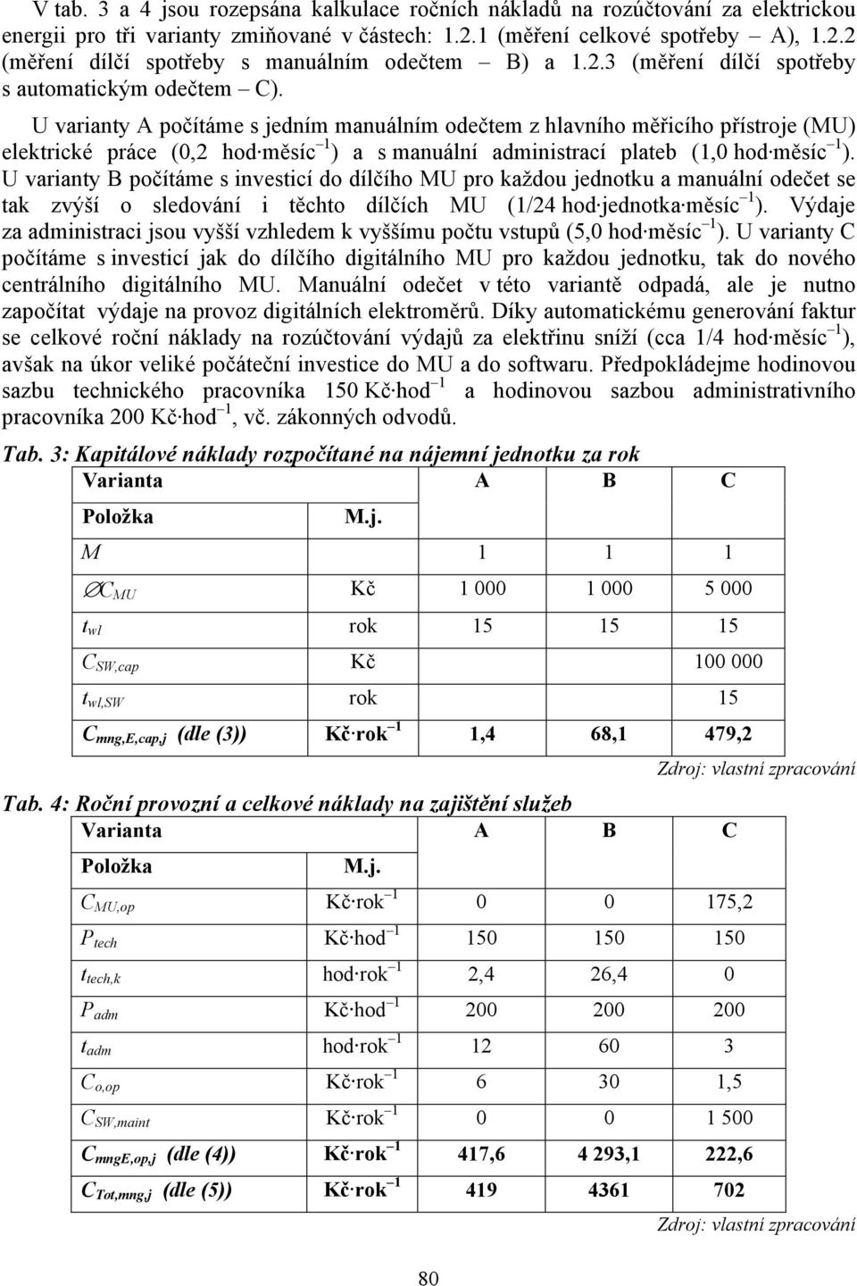 U varianty A počítáme s jedním manuálním odečtem z hlavního měřicího přístroje (MU) elektrické práce (0,2 hod měsíc 1 ) a s manuální administrací plateb (1,0 hod měsíc 1 ).