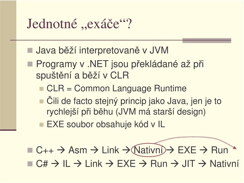 Čili de facto stejný princip jako Java, jen je to rychlejší při běhu (JVM má