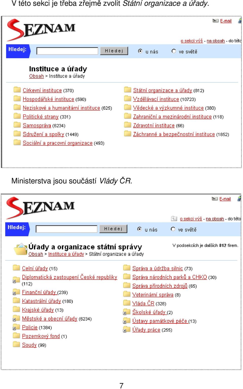 organizace a úřady.