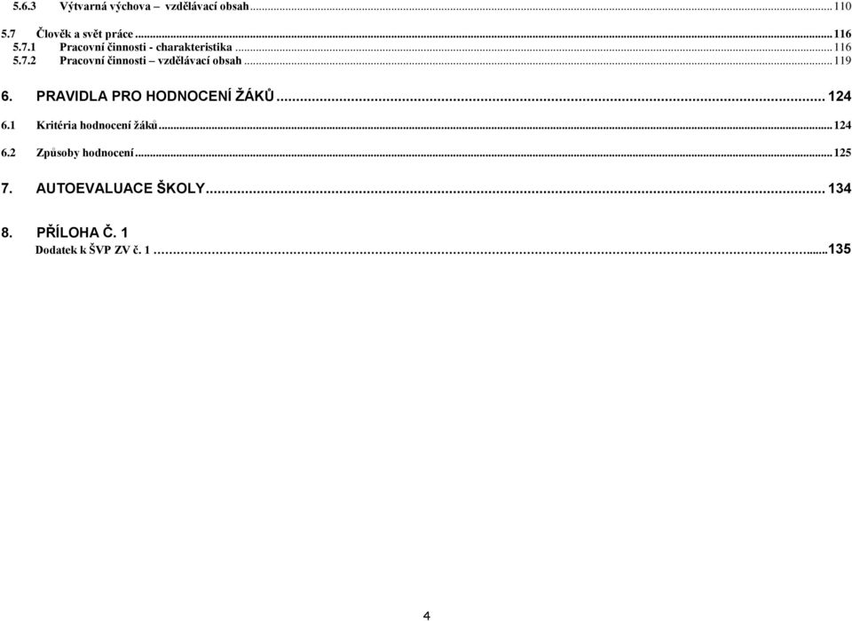 .. 119 6. PRAVIDLA PRO HODNOCENÍ ŽÁKŮ... 124 6.1 Kritéria hodnocení žáků... 124 6.2 Způsoby hodnocení.