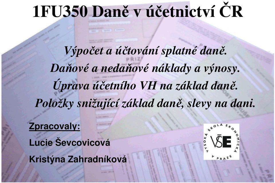 Úprava účetního VH na základ daně.