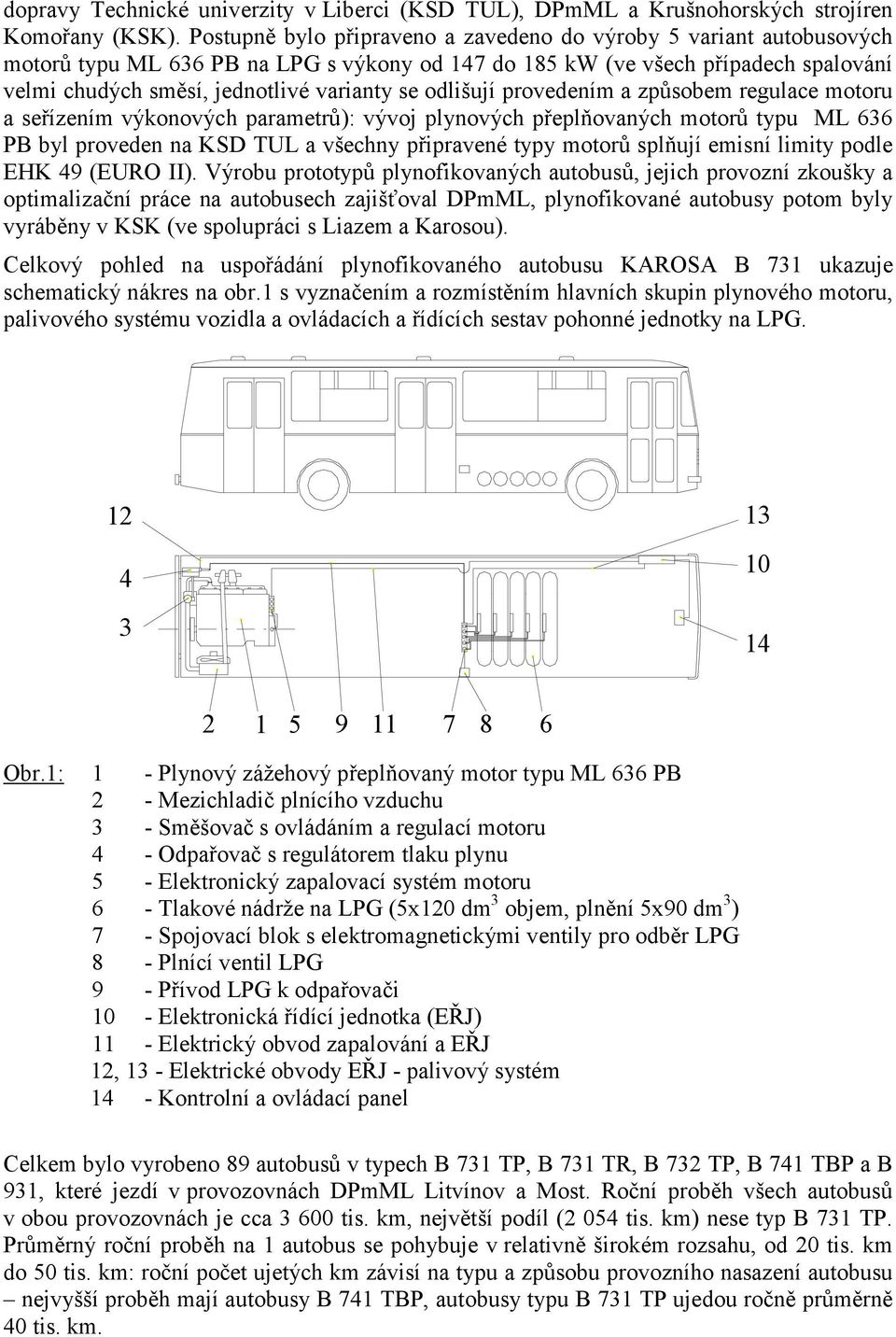 odlišují provedením a způsobem regulace motoru a seřízením výkonových parametrů): vývoj plynových přeplňovaných motorů typu ML 636 PB byl proveden na KSD TUL a všechny připravené typy motorů splňují