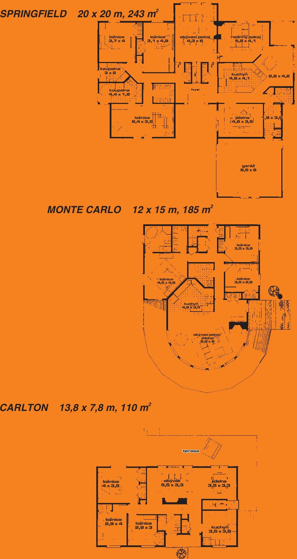 12 x 15 m, 185 m 2 3,5 x 3,8 4,5 x 4,9 3,5 x 2,8 4,8 x 3,4 / 8,2 x 6 CARLTON 13,8 x