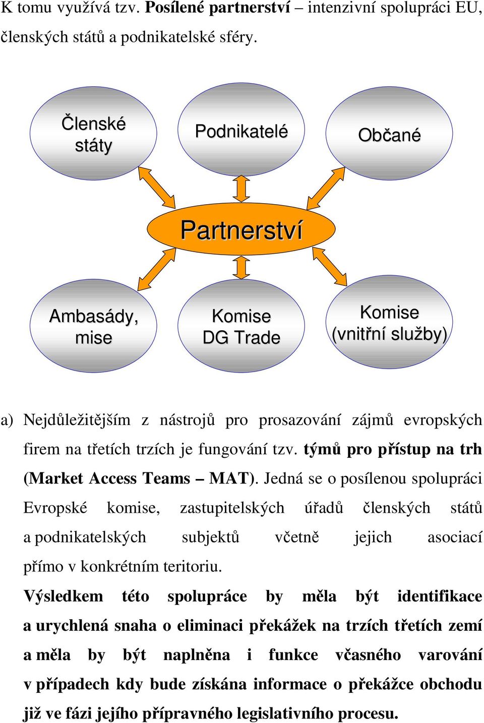 tzv. týmů pro přístup na trh (Market Access Teams MAT).