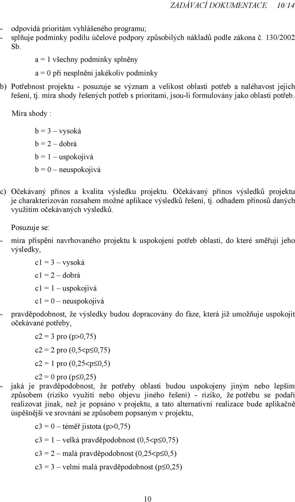 míra shody řešených potřeb s prioritami, jsou-li formulovány jako oblasti potřeb.