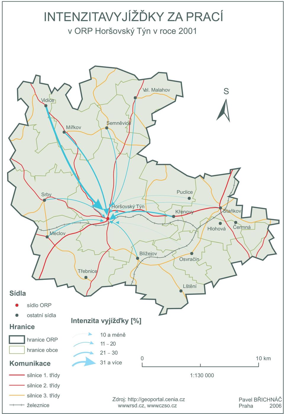 Sídla Lštění sídlo ORP Hranice ostatní sídla hranice ORP hranice obce Komunikace Intenzita vyjížďky [%] 10 a méně 11 20