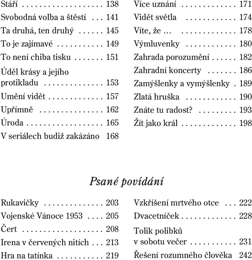 ........... 180 Zahrada porozumění...... 182 Zahradní koncerty....... 186 Zamýšlenky a vymýšlenky. 189 Zlatá hruška............ 190 Znáte tu radost?......... 193 Žít jako král.