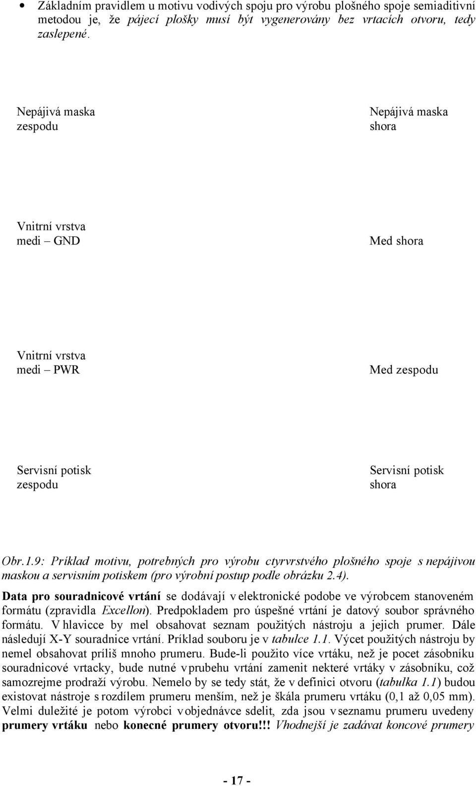 9: Píklad motivu, potebných po výobu ctyvstvého plošného spoje s nepájivou maskou a sevisním potiskem (po výobní postup podle obázku.4).