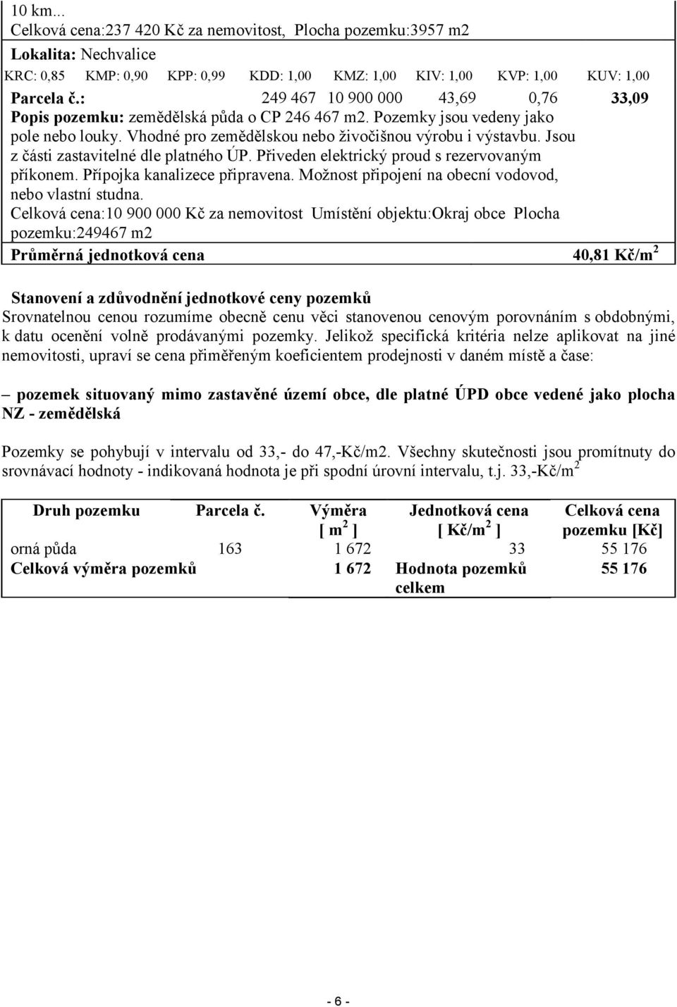 Jsou z ásti zastavitelné dle platného ÚP. Piveden elektrický proud s rezervovaným píkonem. Pípojka kanalizece pipravena. Možnost pipojení na obecní vodovod, nebo vlastní studna.