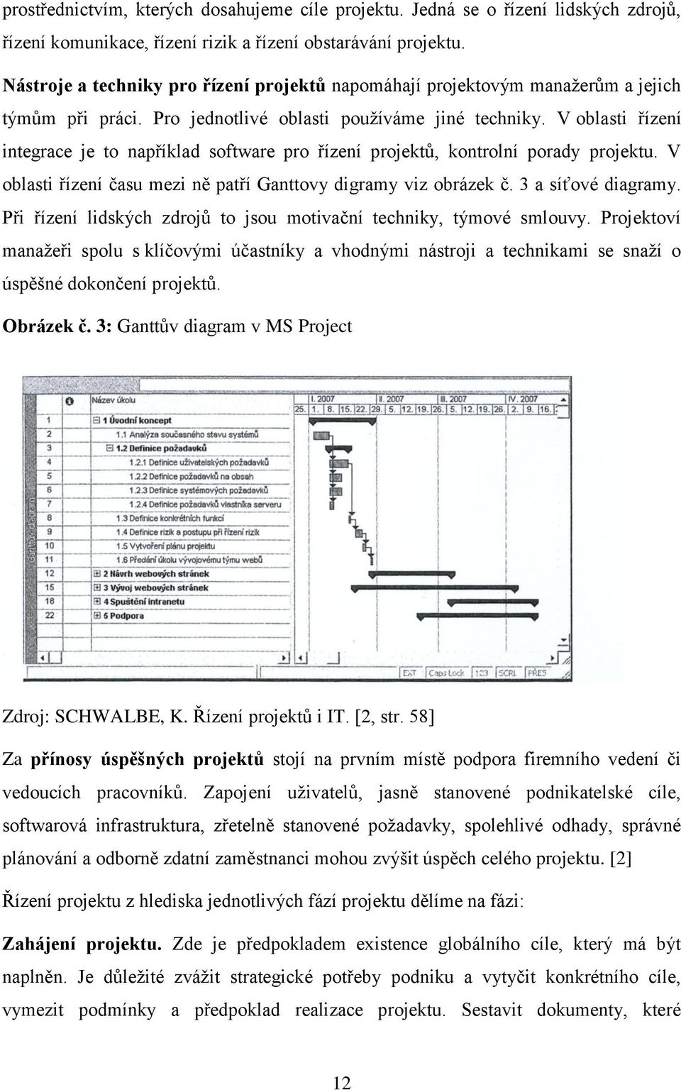 V oblasti řízení integrace je to například software pro řízení projektů, kontrolní porady projektu. V oblasti řízení času mezi ně patří Ganttovy digramy viz obrázek č. 3 a síťové diagramy.